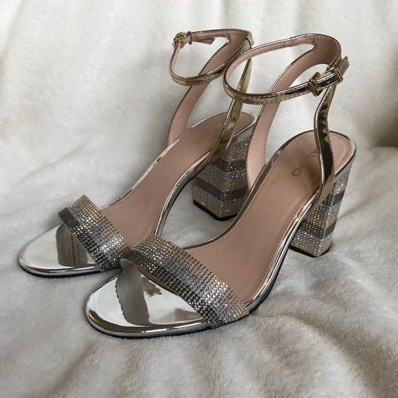 dark silver block heels